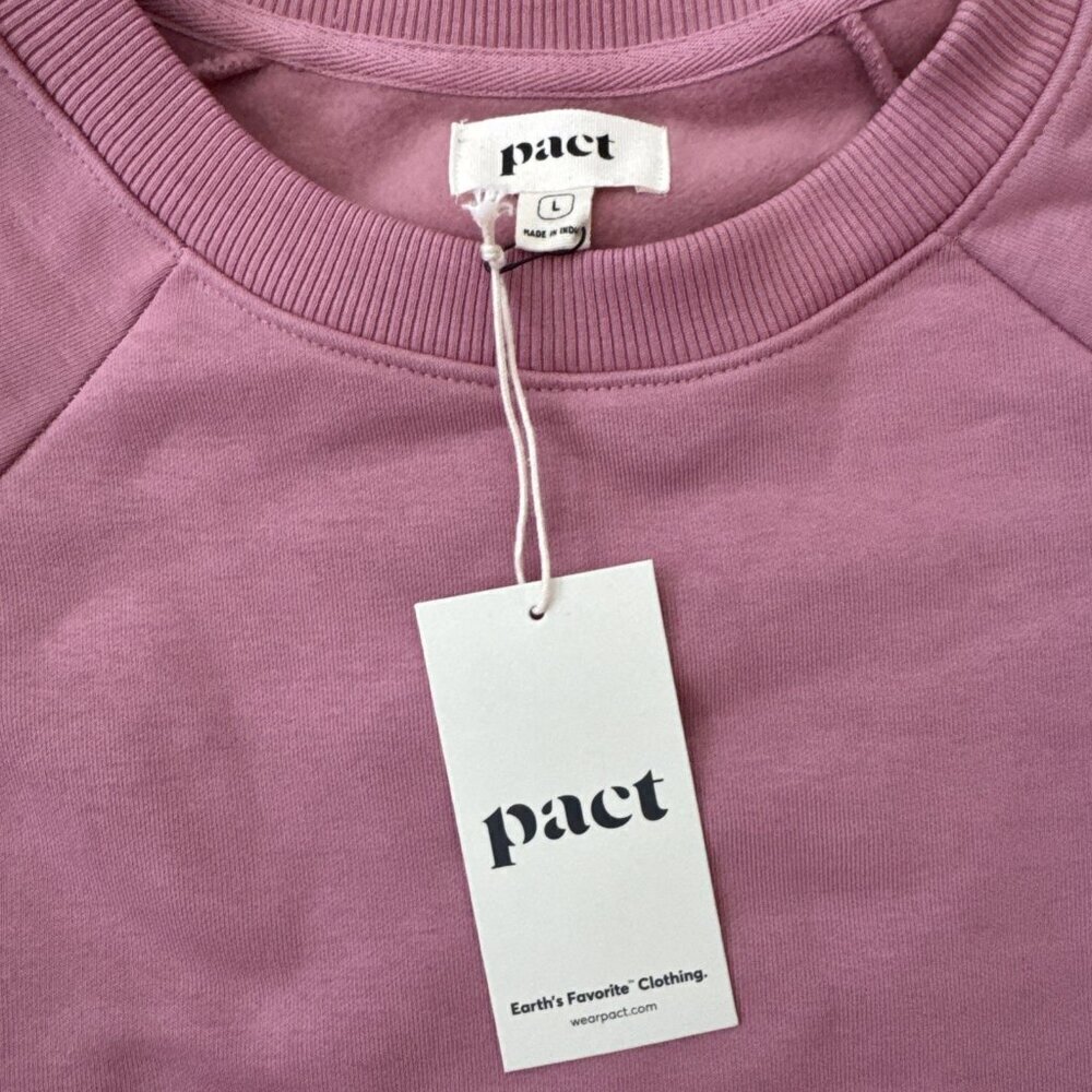 Pact Cotton Long Sleeve Sweater Dress Lily Desert Rose Pink size L - Picture 3 of 7